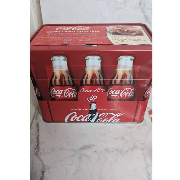 Coca Cola metal decorative recipe box premade recipes and blank cards - Picture 2 of 8